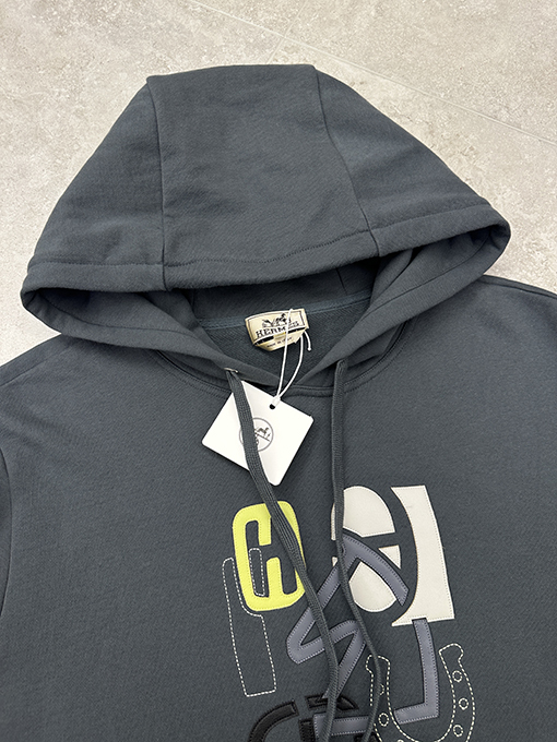 エルメスブランドスーパーコピー レザー刺繍入りパーカー