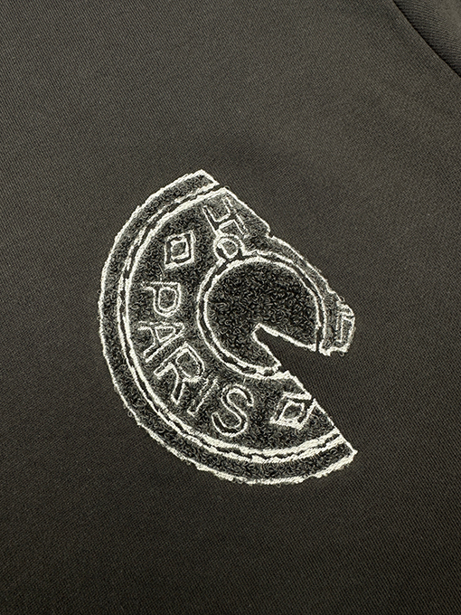 エルメスコピー サドルスタイルのテリークロス刺繍りクルーネックのスウェットシャツ