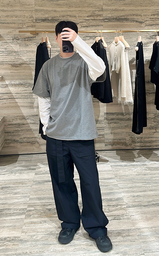 ジルサンダー フェイクツーピース長袖シャツ