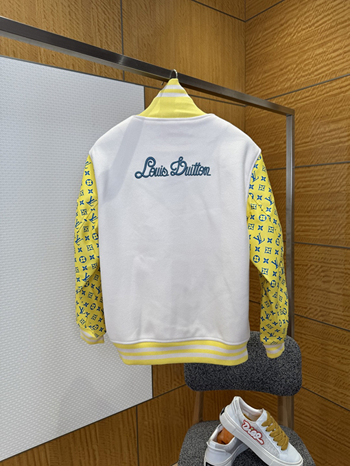 ルイヴィトン カラーブロックプリントのシングルブレストベースボールジャケット