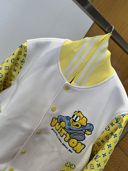 ルイヴィトン カラーブロックプリントのシングルブレストベースボールジャケット