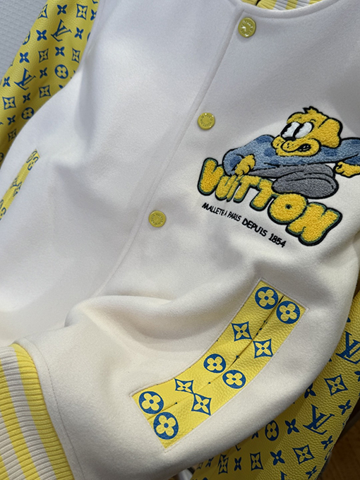 ルイヴィトン カラーブロックプリントのシングルブレストベースボールジャケット