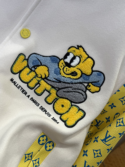 ルイヴィトン カラーブロックプリントのシングルブレストベースボールジャケット