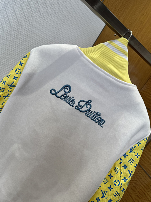 ルイヴィトン カラーブロックプリントのシングルブレストベースボールジャケット