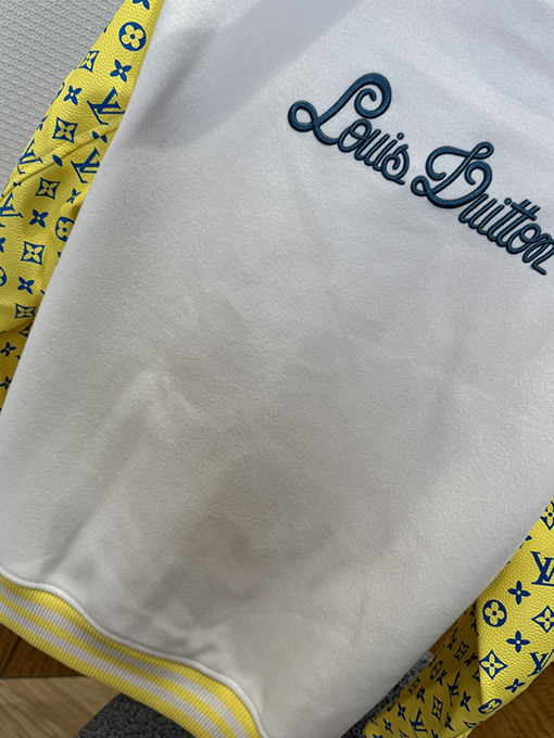 ルイヴィトン カラーブロックプリントのシングルブレストベースボールジャケット