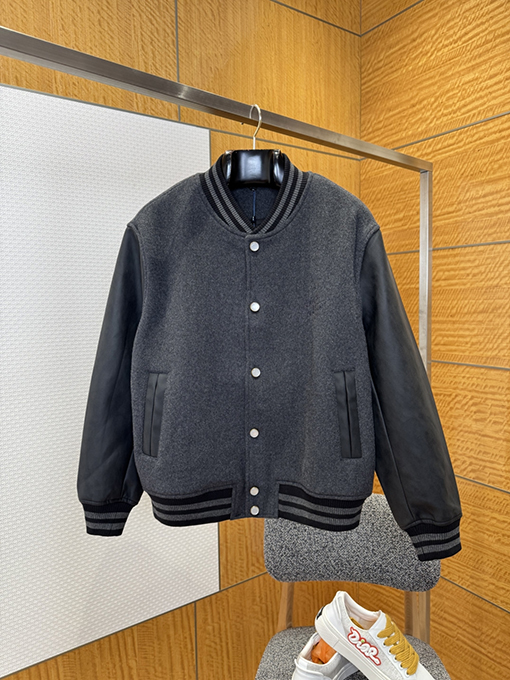 ルイヴィトン 刺繍入りストライプ襟ベースボールジャージ