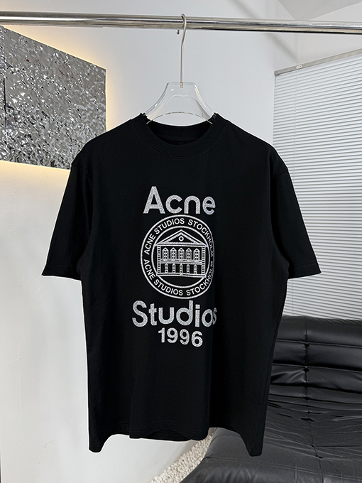 アクネストゥディオズブランドコピー Acne Studios おしゃれなシルバーグリッターエンボスの半袖Tシャツ