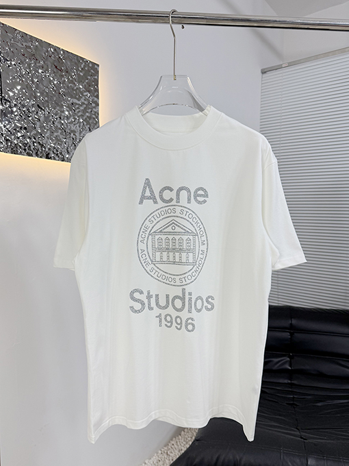 アクネストゥディオズブランドコピー Acne Studios おしゃれなシルバーグリッターエンボスの半袖Tシャツ