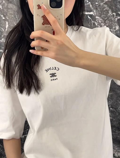 セリーヌコピー CELINE 凱旋門ロゴり半袖Tシャツ