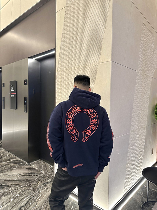 クロムハーツコピー ホースシューフラワー柄のフード付きスウェットシャツ