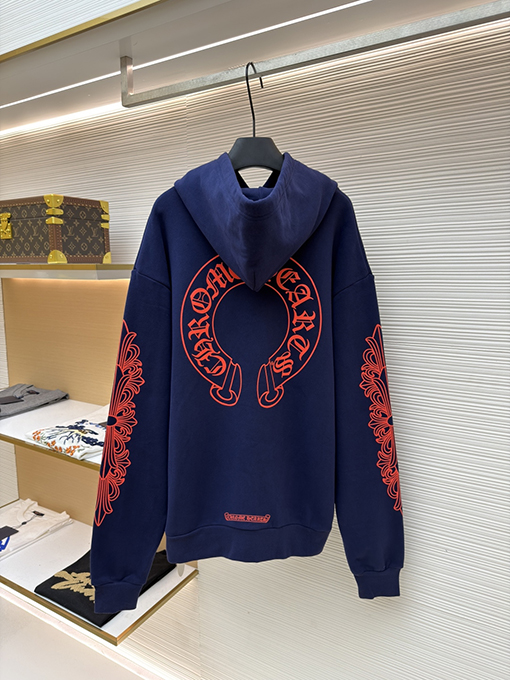 クロムハーツコピー ホースシューフラワー柄のフード付きスウェットシャツ