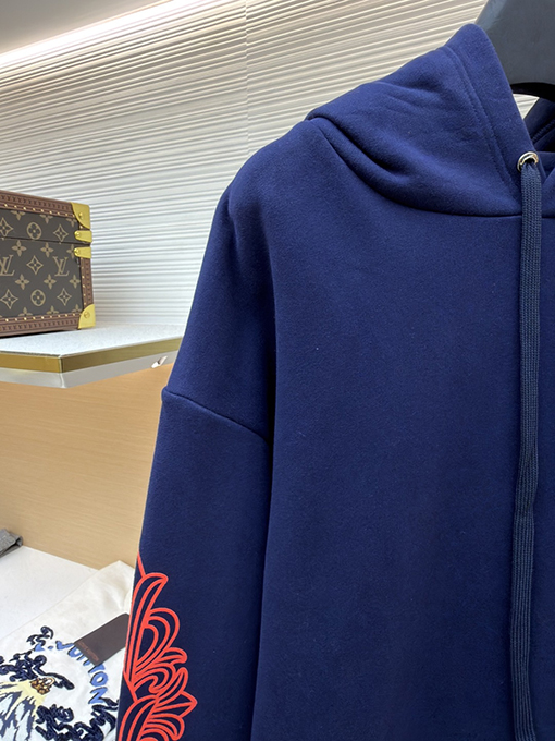 クロムハーツコピー ホースシューフラワー柄のフード付きスウェットシャツ