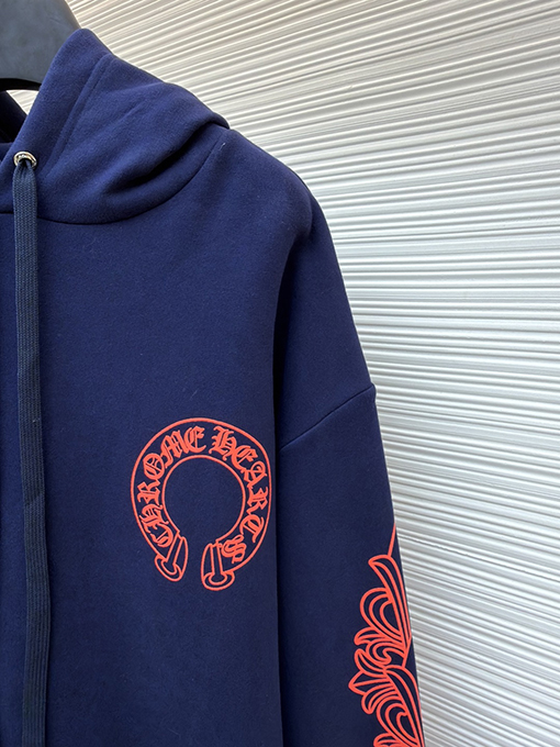 クロムハーツコピー ホースシューフラワー柄のフード付きスウェットシャツ