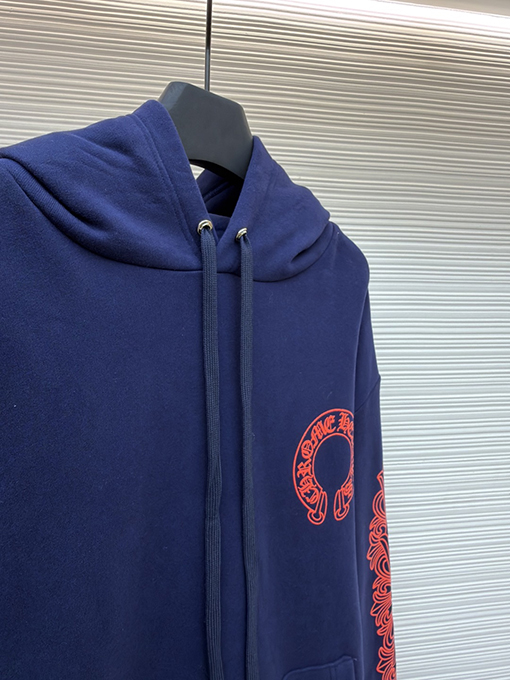 クロムハーツコピー ホースシューフラワー柄のフード付きスウェットシャツ