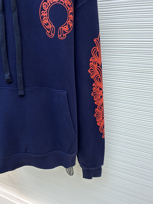 クロムハーツコピー ホースシューフラワー柄のフード付きスウェットシャツ