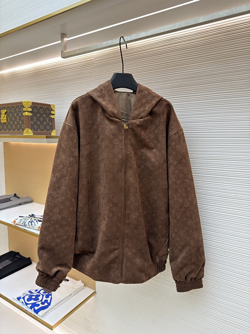 ルイヴィトン 全面プリントのフード付きジャケット