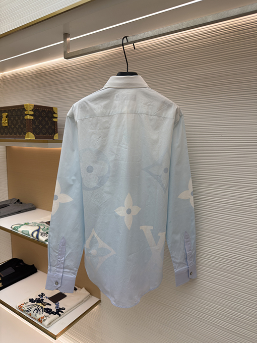 ルイヴィトンブランドコピー プリント柄コットンポプリン長袖シャツ