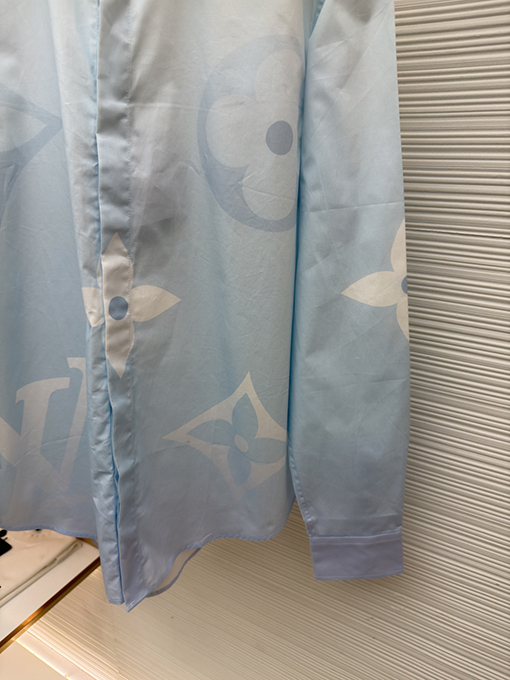 ルイヴィトンブランドコピー プリント柄コットンポプリン長袖シャツ