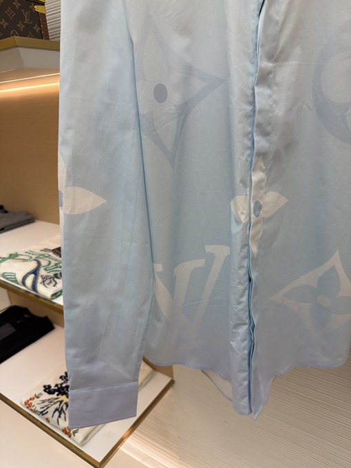 ルイヴィトンブランドコピー プリント柄コットンポプリン長袖シャツ