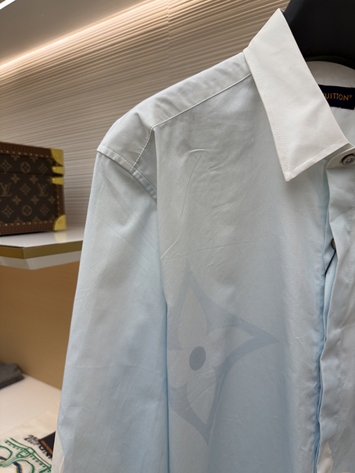 ルイヴィトンブランドコピー プリント柄コットンポプリン長袖シャツ