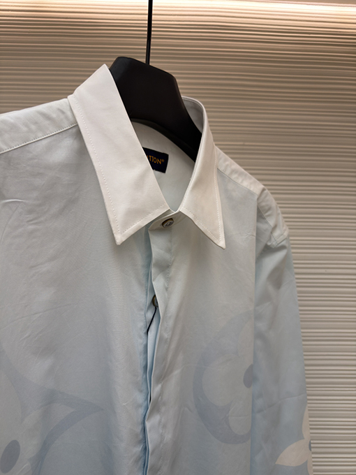 ルイヴィトンブランドコピー プリント柄コットンポプリン長袖シャツ