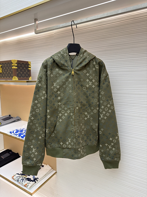 ルイヴィトン キャンバス地のフード付きベルトジャケット