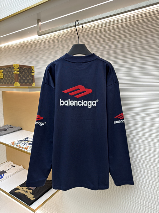 バレンシアガコピー Balenciaga 文字刺繍りクルーネック長袖シャツ