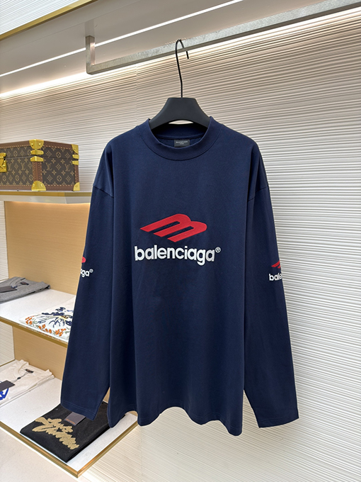 バレンシアガコピー Balenciaga 文字刺繍りクルーネック長袖シャツ