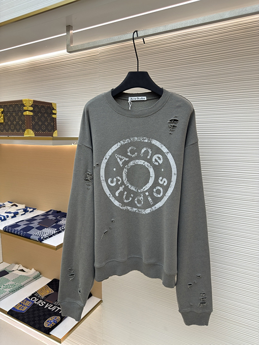 アクネストゥディオズ Acne Studios ダメージのロゴ入りスウェットシャツ