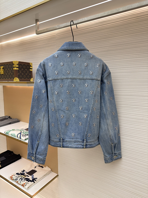 ルイヴィトンスーパーコピー ポケット文字りスパンコールジャカードデニムジャケット