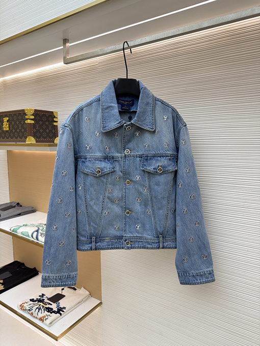 ルイヴィトンスーパーコピー ポケット文字りスパンコールジャカードデニムジャケット