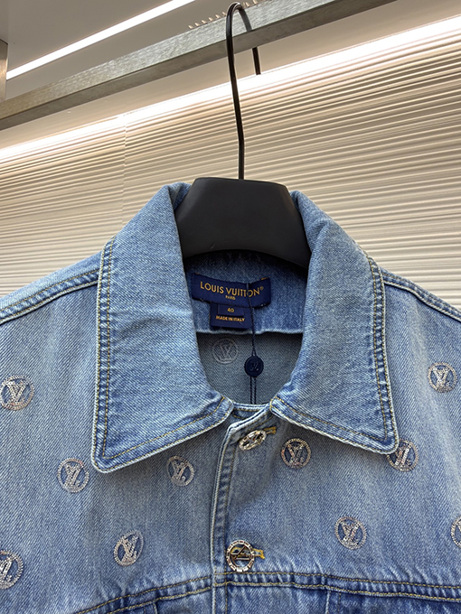 ルイヴィトンスーパーコピー ポケット文字りスパンコールジャカードデニムジャケット