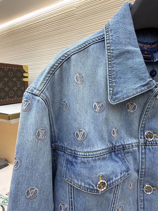 ルイヴィトンスーパーコピー ポケット文字りスパンコールジャカードデニムジャケット