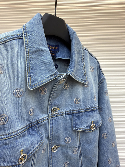 ルイヴィトンスーパーコピー ポケット文字りスパンコールジャカードデニムジャケット
