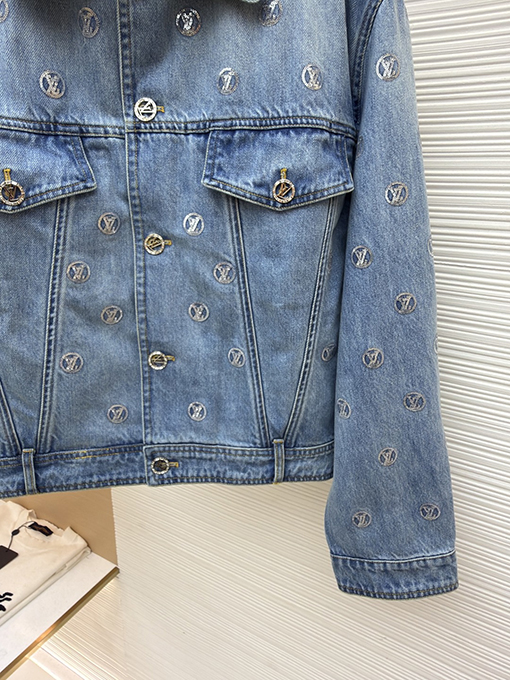 ルイヴィトンスーパーコピー ポケット文字りスパンコールジャカードデニムジャケット