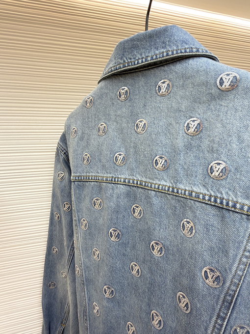 ルイヴィトンスーパーコピー ポケット文字りスパンコールジャカードデニムジャケット