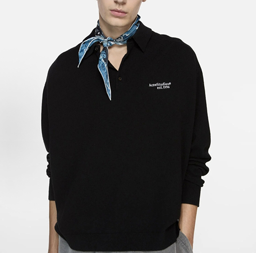 アクネストゥディオズコピー Acne Studios 文字刺繍り襟付きニットポロシャツ
