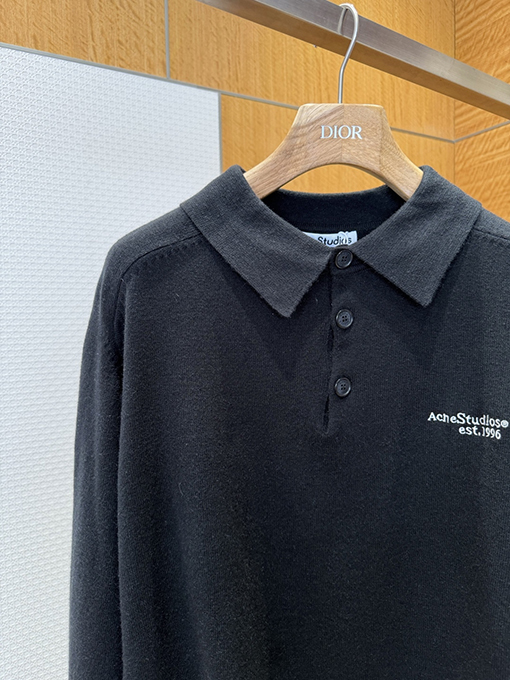 アクネストゥディオズコピー Acne Studios 文字刺繍り襟付きニットポロシャツ