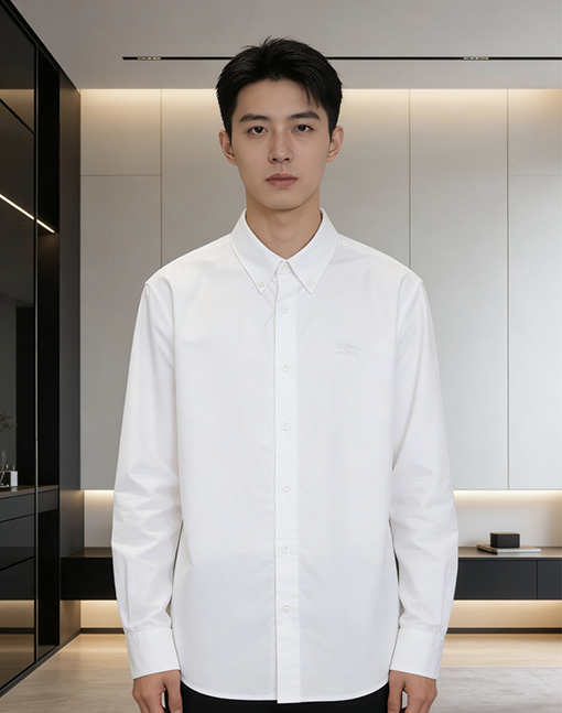 バーバリー 騎士の刺繍り長袖襟付きシャツ