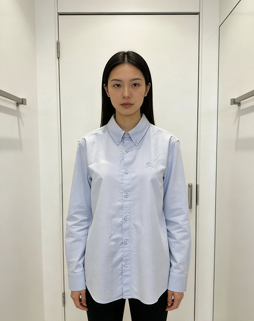 バーバリー 騎士の刺繍り長袖襟付きシャツ