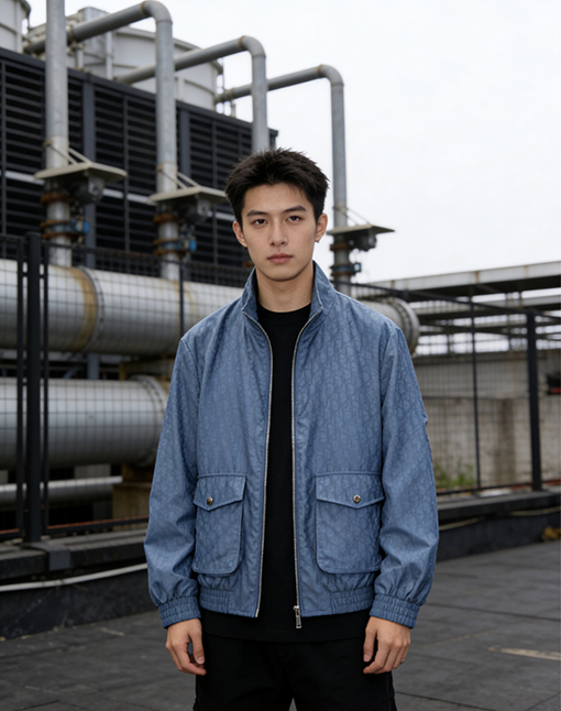 ディオールスーパーコピー ダーク柄ジャカードスタンドカラーコート