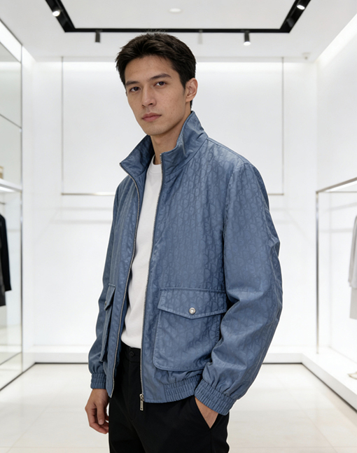 ディオールスーパーコピー ダーク柄ジャカードスタンドカラーコート