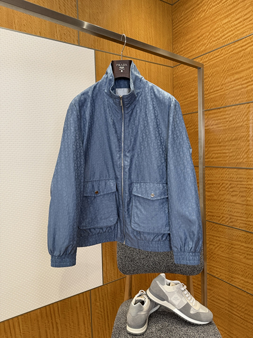 ディオールスーパーコピー ダーク柄ジャカードスタンドカラーコート