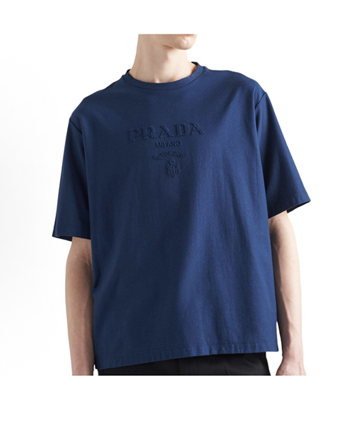 プラダコピー PRADA エンボスロゴ入りクルーネック半袖Tシャツ