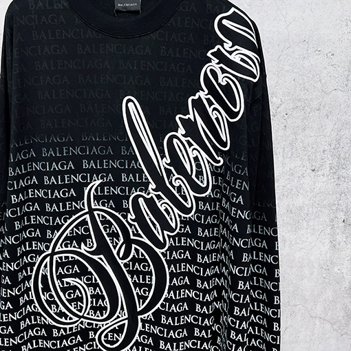 バレンシアガ BALENCIAGA グラデーション文字の総柄プリント長袖シャツ