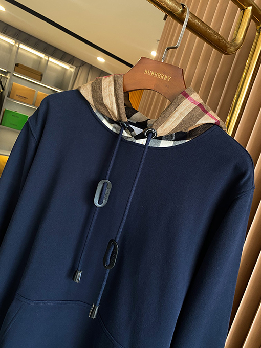 バーバリースーパーコピー チェック柄コットン混紡フード付きスウェットシャツ