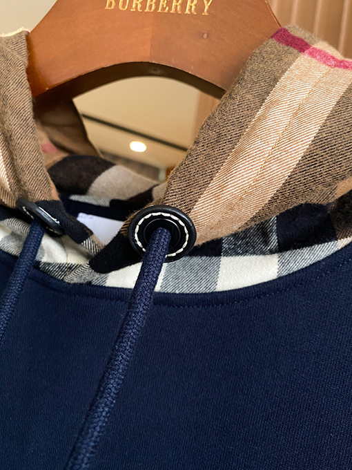 バーバリースーパーコピー チェック柄コットン混紡フード付きスウェットシャツ