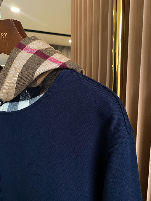 バーバリースーパーコピー チェック柄コットン混紡フード付きスウェットシャツ