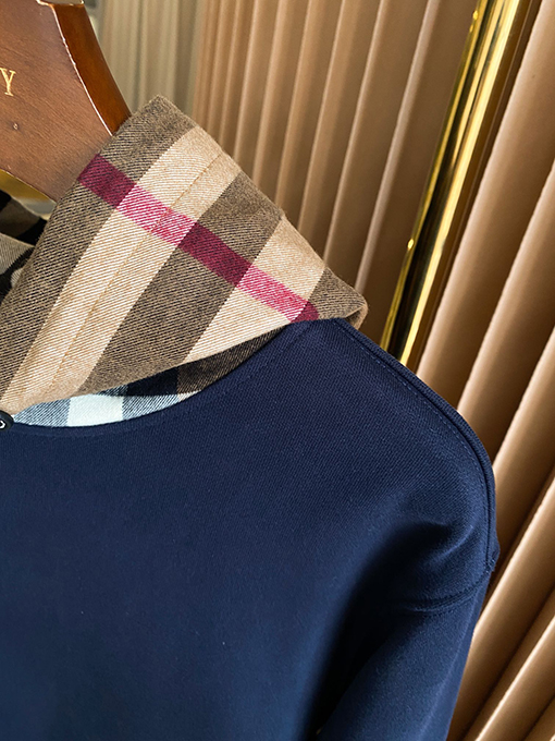 バーバリースーパーコピー チェック柄コットン混紡フード付きスウェットシャツ