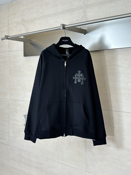 クロムハーツ クロス柄フリースジップアップスウェットジャケット